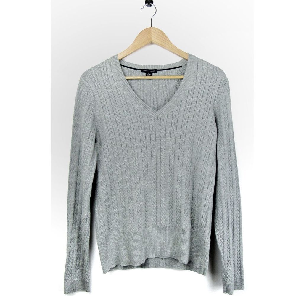 Tommy Hilfiger Pullover Sweater XL Cable Knit Gray